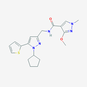 molecular formula C19H23N5O2S B2733040 N-((1-cyclopentyl-5-(thiophen-2-yl)-1H-pyrazol-3-yl)methyl)-3-methoxy-1-methyl-1H-pyrazole-4-carboxamide CAS No. 1421469-51-3