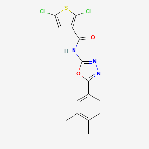 molecular formula C15H11Cl2N3O2S B2733044 2,5-二氯-N-(5-(3,4-二甲基苯基)-1,3,4-噁二唑-2-基)噻吩-3-甲酰胺 CAS No. 923095-18-5