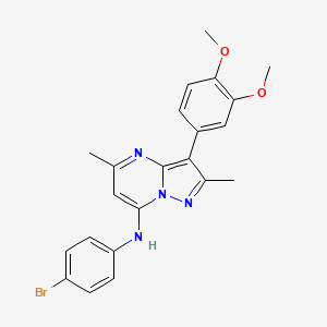 molecular formula C22H21BrN4O2 B2733045 N-(4-bromophenyl)-3-(3,4-dimethoxyphenyl)-2,5-dimethylpyrazolo[1,5-a]pyrimidin-7-amine CAS No. 890631-20-6