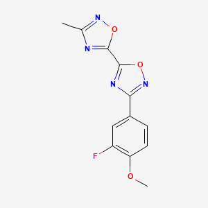 molecular formula C12H9FN4O3 B2733060 3-(3-Fluoro-4-methoxyphenyl)-3'-methyl-5,5'-bi-1,2,4-oxadiazole CAS No. 1775325-97-7