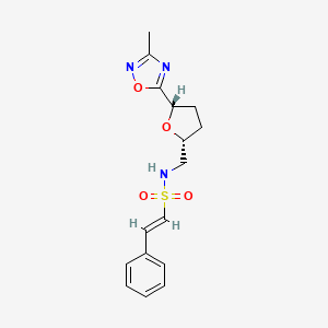 (E)-N-[[(2R,5S)-5-(3-Methyl-1,2,4-oxadiazol-5-yl)oxolan-2-yl]methyl]-2-phenylethenesulfonamide