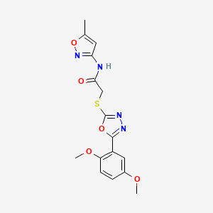 molecular formula C16H16N4O5S B2733113 2-((5-(2,5-dimethoxyphenyl)-1,3,4-oxadiazol-2-yl)thio)-N-(5-methylisoxazol-3-yl)acetamide CAS No. 851129-71-0
