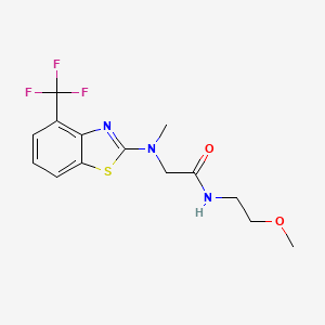 molecular formula C14H16F3N3O2S B2733115 N-(2-methoxyethyl)-2-(methyl(4-(trifluoromethyl)benzo[d]thiazol-2-yl)amino)acetamide CAS No. 1396802-03-1
