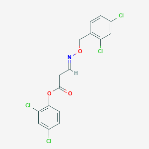 molecular formula C16H11Cl4NO3 B2733119 2,4-Dichlorophenyl 3-{[(2,4-dichlorobenzyl)oxy]imino}propanoate CAS No. 860787-60-6