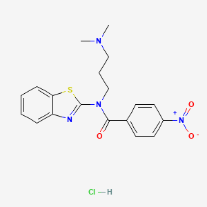 molecular formula C19H21ClN4O3S B2733123 N-(benzo[d]thiazol-2-yl)-N-(3-(dimethylamino)propyl)-4-nitrobenzamide hydrochloride CAS No. 1215588-24-1