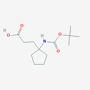 molecular formula C13H23NO4 B2733138 3-(1-((tert-Butoxycarbonyl)amino)cyclopentyl)propanoic acid CAS No. 1889977-52-9
