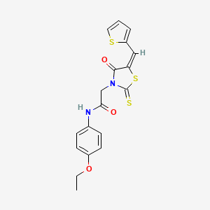 (E)-N-(4-ethoxyphenyl)-2-(4-oxo-5-(thiophen-2-ylmethylene)-2-thioxothiazolidin-3-yl)acetamide