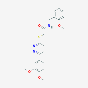 molecular formula C22H23N3O4S B2733162 2-((6-(3,4-dimethoxyphenyl)pyridazin-3-yl)thio)-N-(2-methoxybenzyl)acetamide CAS No. 872688-90-9