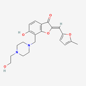 molecular formula C21H24N2O5 B2733169 (Z)-6-羟基-7-((4-(2-羟乙基)哌嗪-1-基)甲基)-2-((5-甲基呋喃-2-基)甲亚)苯并呋喃-3(2H)-酮 CAS No. 896068-99-8