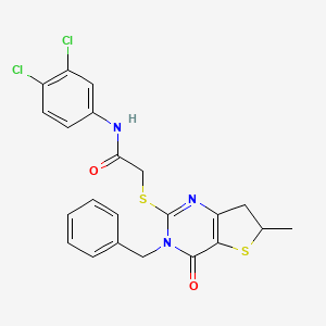 molecular formula C22H19Cl2N3O2S2 B2733173 2-((3-苄基-6-甲基-4-氧代-3,4,6,7-四氢噻吩并[3,2-d]嘧啶-2-基)硫代)-N-(3,4-二氯苯基)乙酰胺 CAS No. 689263-15-8
