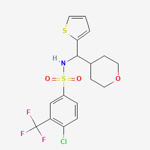 molecular formula C17H17ClF3NO3S2 B2733176 4-chloro-N-[(oxan-4-yl)(thiophen-2-yl)methyl]-3-(trifluoromethyl)benzene-1-sulfonamide CAS No. 2097901-94-3