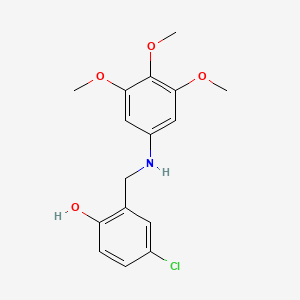 molecular formula C16H18ClNO4 B2733187 4-Chloro-2-{[(3,4,5-trimethoxyphenyl)amino]methyl}phenol CAS No. 1232804-28-2