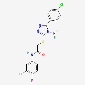 molecular formula C16H12Cl2FN5OS B2733191 2-{[4-amino-5-(4-chlorophenyl)-4H-1,2,4-triazol-3-yl]sulfanyl}-N-(3-chloro-4-fluorophenyl)acetamide CAS No. 880802-76-6