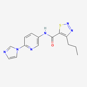 molecular formula C14H14N6OS B2733214 N-((6-(1H-咪唑-1-基)吡啶-3-基)-4-丙基-1,2,3-噻二唑-5-基甲酸酰胺 CAS No. 1421498-17-0