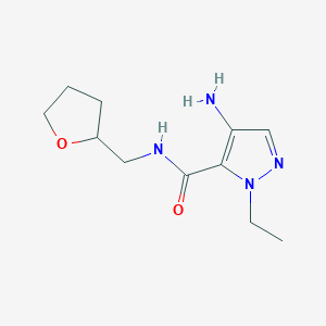 molecular formula C11H18N4O2 B2733221 4-amino-1-ethyl-N-(tetrahydrofuran-2-ylmethyl)-1H-pyrazole-5-carboxamide CAS No. 1006484-76-9