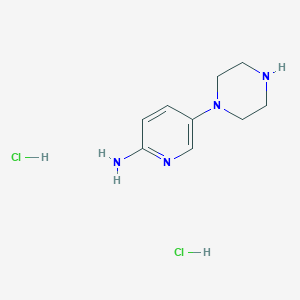 molecular formula C9H16Cl2N4 B2733223 5-Piperazin-1-ylpyridin-2-amine;dihydrochloride CAS No. 2230807-31-3