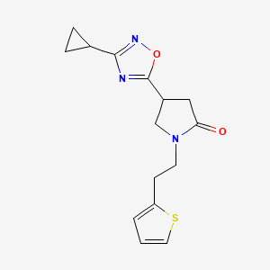 4-(3-Cyclopropyl-1,2,4-oxadiazol-5-yl)-1-(2-(thiophen-2-yl)ethyl)pyrrolidin-2-one