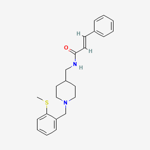 molecular formula C23H28N2OS B2733247 N-((1-(2-(甲硫基)苯基甲基哌啶-4-基)甲基)肉桂酰胺 CAS No. 1235694-89-9