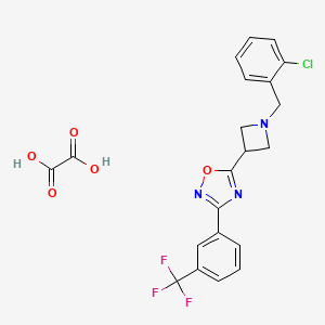 molecular formula C21H17ClF3N3O5 B2733274 5-(1-(2-氯苯甲基)氮杂环丁烷-3-基)-3-(3-(三氟甲基)苯基)-1,2,4-噁二唑-草酸盐 CAS No. 1351582-51-8