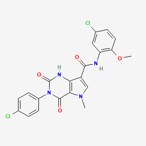 molecular formula C21H16Cl2N4O4 B2733279 N-(5-chloro-2-methoxyphenyl)-3-(4-chlorophenyl)-5-methyl-2,4-dioxo-2,3,4,5-tetrahydro-1H-pyrrolo[3,2-d]pyrimidine-7-carboxamide CAS No. 921852-17-7