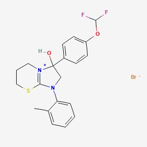 molecular formula C20H21BrF2N2O2S B2733280 3-(4-(difluoromethoxy)phenyl)-3-hydroxy-1-(o-tolyl)-3,5,6,7-tetrahydro-2H-imidazo[2,1-b][1,3]thiazin-1-ium bromide CAS No. 1101752-07-1