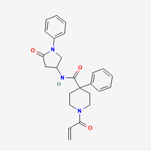 molecular formula C25H27N3O3 B2733287 N-(5-Oxo-1-phenylpyrrolidin-3-yl)-4-phenyl-1-prop-2-enoylpiperidine-4-carboxamide CAS No. 2361682-07-5