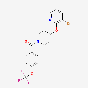 molecular formula C18H16BrF3N2O3 B2733291 (4-((3-Bromopyridin-2-yl)oxy)piperidin-1-yl)(4-(trifluoromethoxy)phenyl)methanone CAS No. 1448072-30-7
