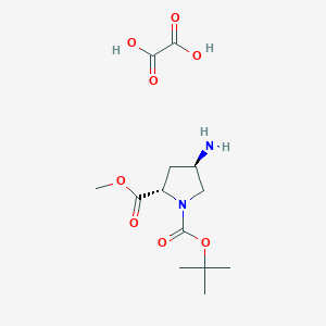 molecular formula C13H22N2O8 B2733293 草酸 1-叔丁基 2-甲氧基 (2S,4R)-4-氨基吡咯烷-1,2-二羧酸酯 CAS No. 1807938-33-5