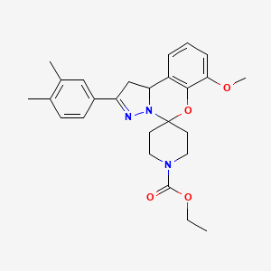 Ethyl 2-(3,4-dimethylphenyl)-7-methoxy-1,10b-dihydrospiro[benzo[e]pyrazolo[1,5-c][1,3]oxazine-5,4'-piperidine]-1'-carboxylate