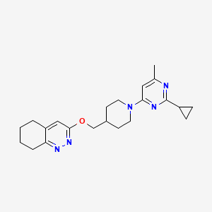 molecular formula C22H29N5O B2733297 3-((1-(2-环丙基-6-甲基嘧啶-4-基)哌啶-4-基)甲氧基)-5,6,7,8-四氢喹啉 CAS No. 2310104-37-9