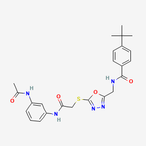 N-((5-((2-((3-acetamidophenyl)amino)-2-oxoethyl)thio)-1,3,4-oxadiazol-2-yl)methyl)-4-(tert-butyl)benzamide