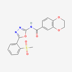 N-[5-(2-methylsulfonylphenyl)-1,3,4-oxadiazol-2-yl]-2,3-dihydro-1,4-benzodioxine-6-carboxamide