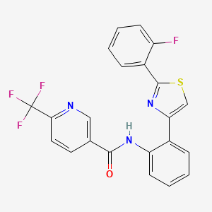 molecular formula C22H13F4N3OS B2733313 N-(2-(2-(2-氟苯基)噻唑-4-基)苯基)-6-(三氟甲基)烟酰胺 CAS No. 1798465-27-6
