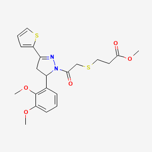 methyl 3-((2-(5-(2,3-dimethoxyphenyl)-3-(thiophen-2-yl)-4,5-dihydro-1H-pyrazol-1-yl)-2-oxoethyl)thio)propanoate