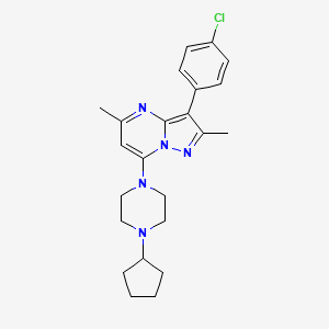 molecular formula C23H28ClN5 B2733329 3-(4-氯苯基)-7-(4-环戊基哌嗪-1-基)-2,5-二甲基吡唑并[1,5-a]嘧啶 CAS No. 850238-83-4