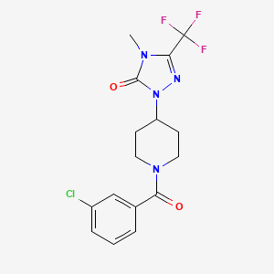 molecular formula C16H16ClF3N4O2 B2733336 1-(1-(3-chlorobenzoyl)piperidin-4-yl)-4-methyl-3-(trifluoromethyl)-1H-1,2,4-triazol-5(4H)-one CAS No. 2034280-31-2