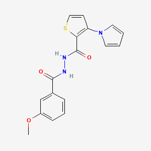 molecular formula C17H15N3O3S B2733340 N'-(3-methoxybenzoyl)-3-(1H-pyrrol-1-yl)-2-thiophenecarbohydrazide CAS No. 672925-23-4