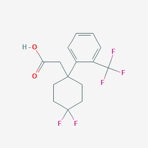 molecular formula C15H15F5O2 B2733345 2-{4,4-Difluoro-1-[2-(trifluoromethyl)phenyl]cyclohexyl}acetic acid CAS No. 2251053-58-2