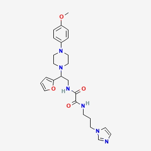 molecular formula C25H32N6O4 B2733349 N1-(3-(1H-咪唑-1-基)丙基)-N2-(2-(呋喃-2-基)-2-(4-(4-甲氧基苯基)哌嗪-1-基)乙基)草酰胺 CAS No. 877634-26-9