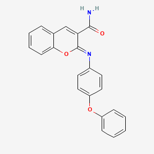 molecular formula C22H16N2O3 B2733356 (2Z)-2-[(4-phenoxyphenyl)imino]-2H-chromene-3-carboxamide CAS No. 330158-59-3