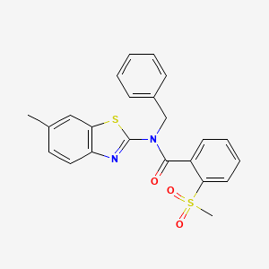 molecular formula C23H20N2O3S2 B2733359 N-benzyl-N-(6-methylbenzo[d]thiazol-2-yl)-2-(methylsulfonyl)benzamide CAS No. 941925-79-7