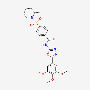 molecular formula C24H28N4O7S B2733361 4-(2-甲基哌嗪-1-基)磺酰-N-[5-(3,4,5-三甲氧基苯基)-1,3,4-噁二唑-2-基]苯甲酰胺 CAS No. 533871-38-4