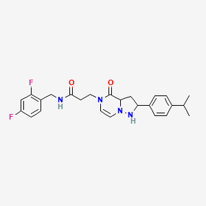 molecular formula C25H24F2N4O2 B2733363 N-[(2,4-difluorophenyl)methyl]-3-{4-oxo-2-[4-(propan-2-yl)phenyl]-4H,5H-pyrazolo[1,5-a]pyrazin-5-yl}propanamide CAS No. 1326854-04-9