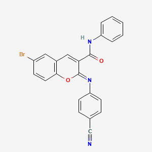 molecular formula C23H14BrN3O2 B2733372 (2Z)-6-bromo-2-[(4-cyanophenyl)imino]-N-phenyl-2H-chromene-3-carboxamide CAS No. 313954-37-9