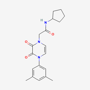 molecular formula C19H23N3O3 B2733375 N-cyclopentyl-2-(4-(3,5-dimethylphenyl)-2,3-dioxo-3,4-dihydropyrazin-1(2H)-yl)acetamide CAS No. 1421465-81-7