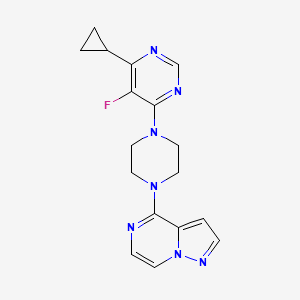 molecular formula C17H18FN7 B2733378 4-[4-(6-Cyclopropyl-5-fluoropyrimidin-4-yl)piperazin-1-yl]pyrazolo[1,5-a]pyrazine CAS No. 2380085-06-1