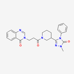 molecular formula C25H26N6O3 B2733380 3-(3-(3-(1-甲基-5-氧代-4-苯基-4,5-二氢-1H-1,2,4-三唑-3-基)哌啶-1-基)-3-氧代丙基)喹唑并[3H]-4-酮 CAS No. 1396807-53-6