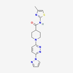 molecular formula C17H19N7OS B2733392 1-(6-(1H-吡唑-1-基)吡啶并-3-基)-N-(4-甲基噻唑-2-基)哌啶-4-羧酰胺 CAS No. 1286728-36-6