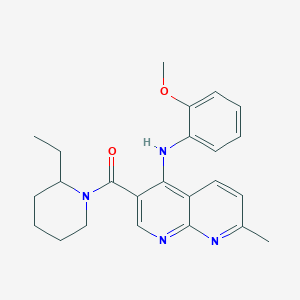 (2-Ethylpiperidin-1-yl)(4-((2-methoxyphenyl)amino)-7-methyl-1,8-naphthyridin-3-yl)methanone