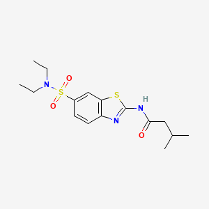 molecular formula C16H23N3O3S2 B2733429 N-{6-[(diethylamino)sulfonyl]benzothiazol-2-yl}-3-methylbutanamide CAS No. 865592-23-0